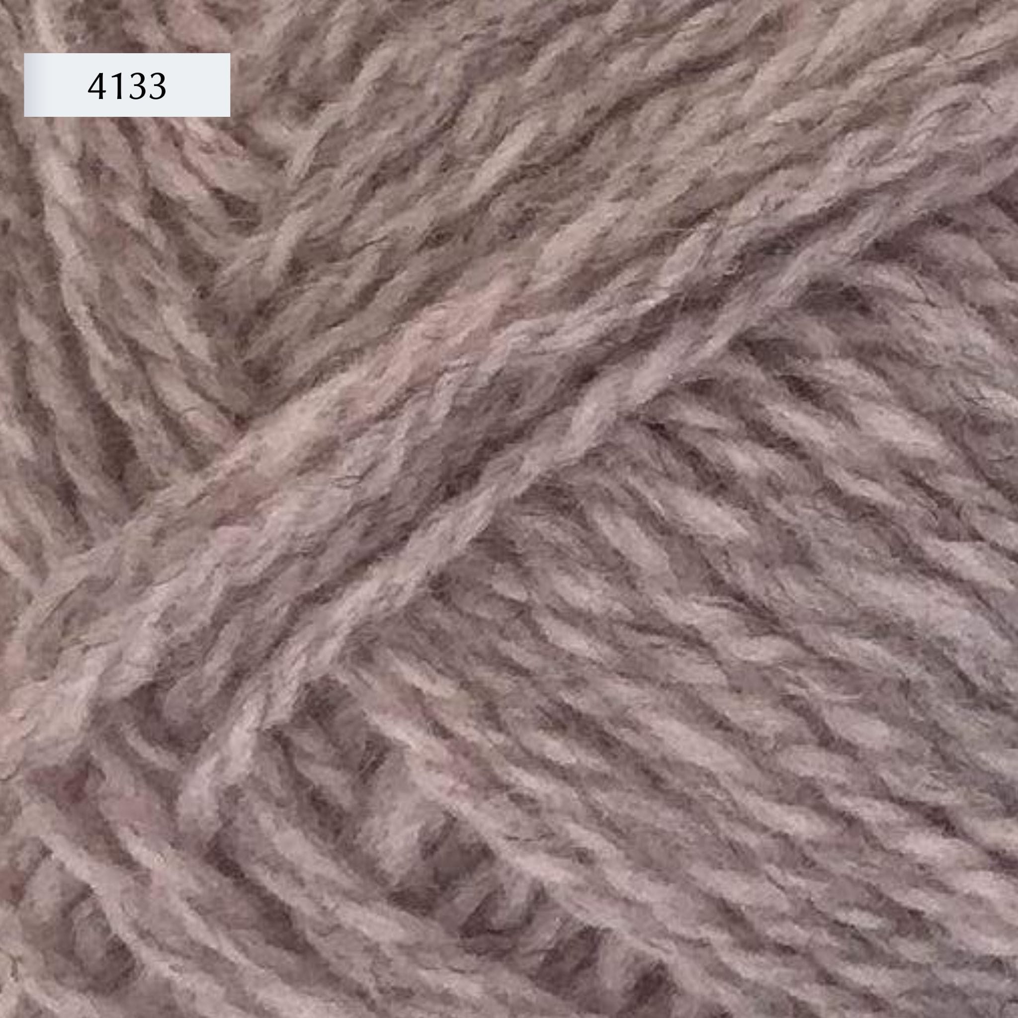 Rauma Finullgarn, a fingering/sport weight yarn, in color 4133, a heathered light pink/purple