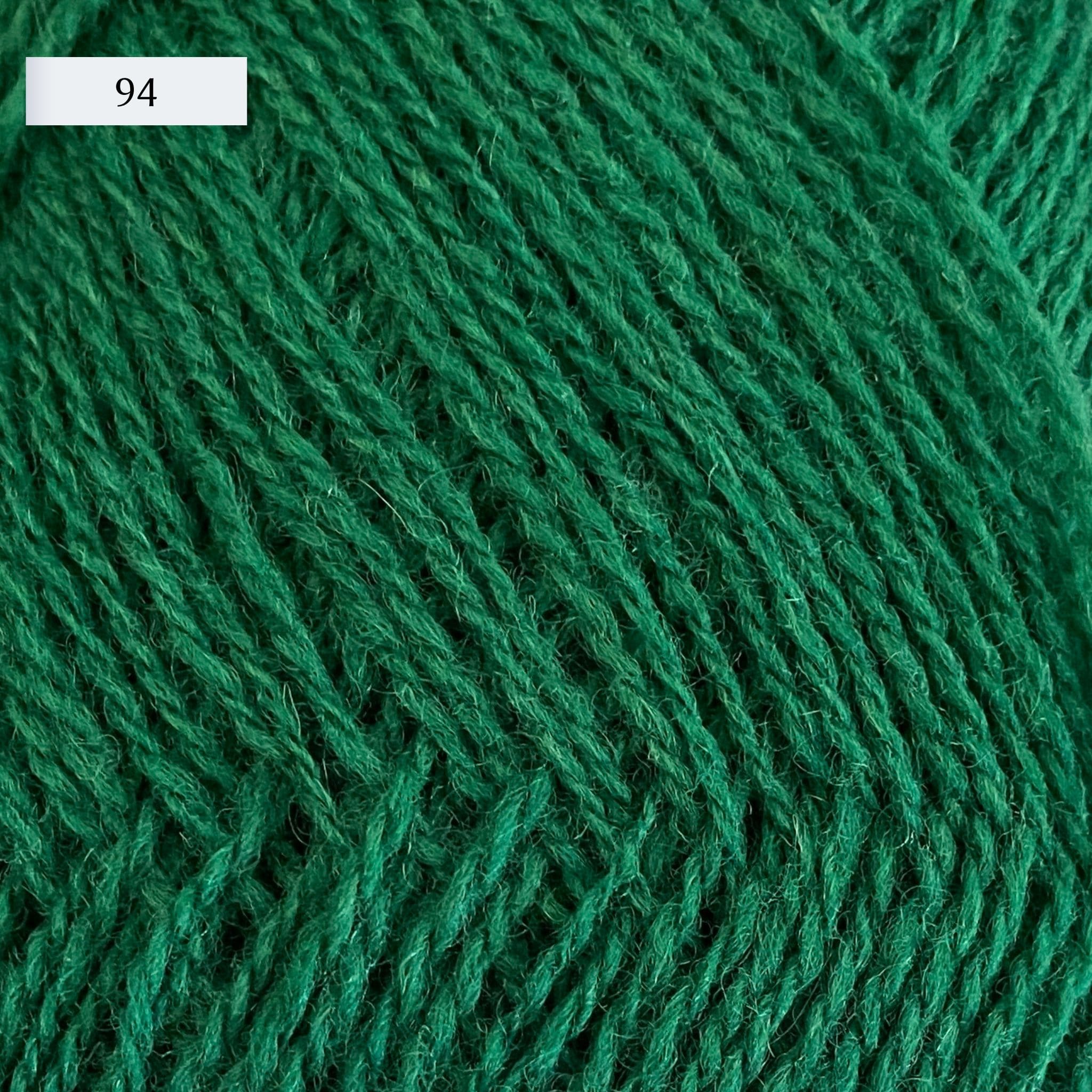 Rauma Lamullgarn, a fingering weight yarn, in color 94, a kelly green