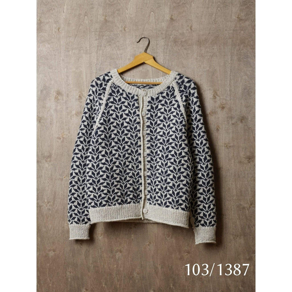 The Woolly Thistle Bladjakke Cardigan 288-1 in Rauma Strikkegarn 103/1387