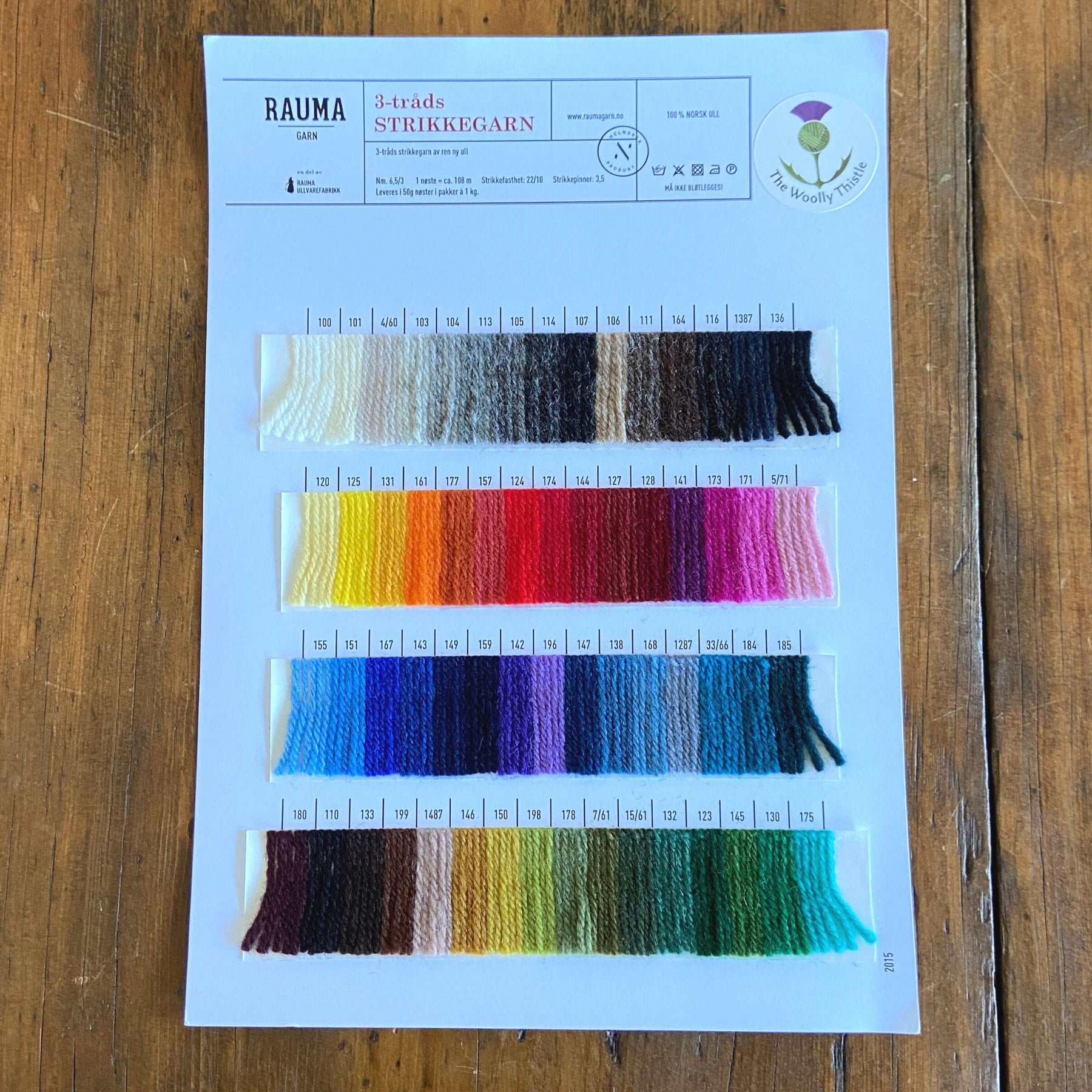 Rauma Ryegarn Norwegian Rug Yarn Color Card
