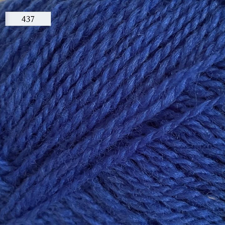 Rauma Finullgarn, a fingering/sport weight yarn, in color 437, a medium cobalt blue with purple tone