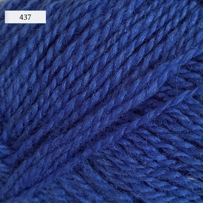Rauma Finullgarn, a fingering/sport weight yarn, in color 437, a medium cobalt blue with purple tone