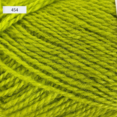 Rauma Finullgarn, a fingering/sport weight yarn, in color 454, a bright lime green