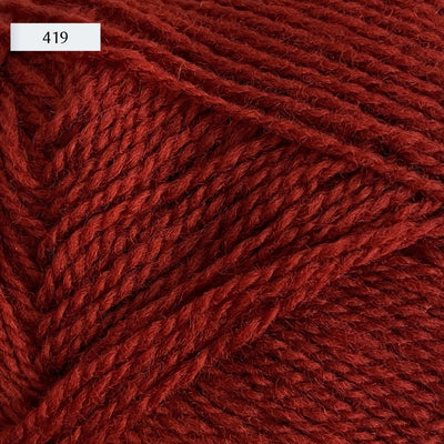 Rauma Finullgarn, a fingering/sport weight yarn, in color 419, a medium orange-red