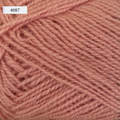 Rauma Gammelserie 2ply wool yarn, fingering weight, in color 4087, a warm salmon pink