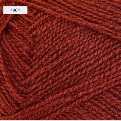 Rauma Gammelserie 2ply wool yarn, fingering weight, in color 4904, a rusty red
