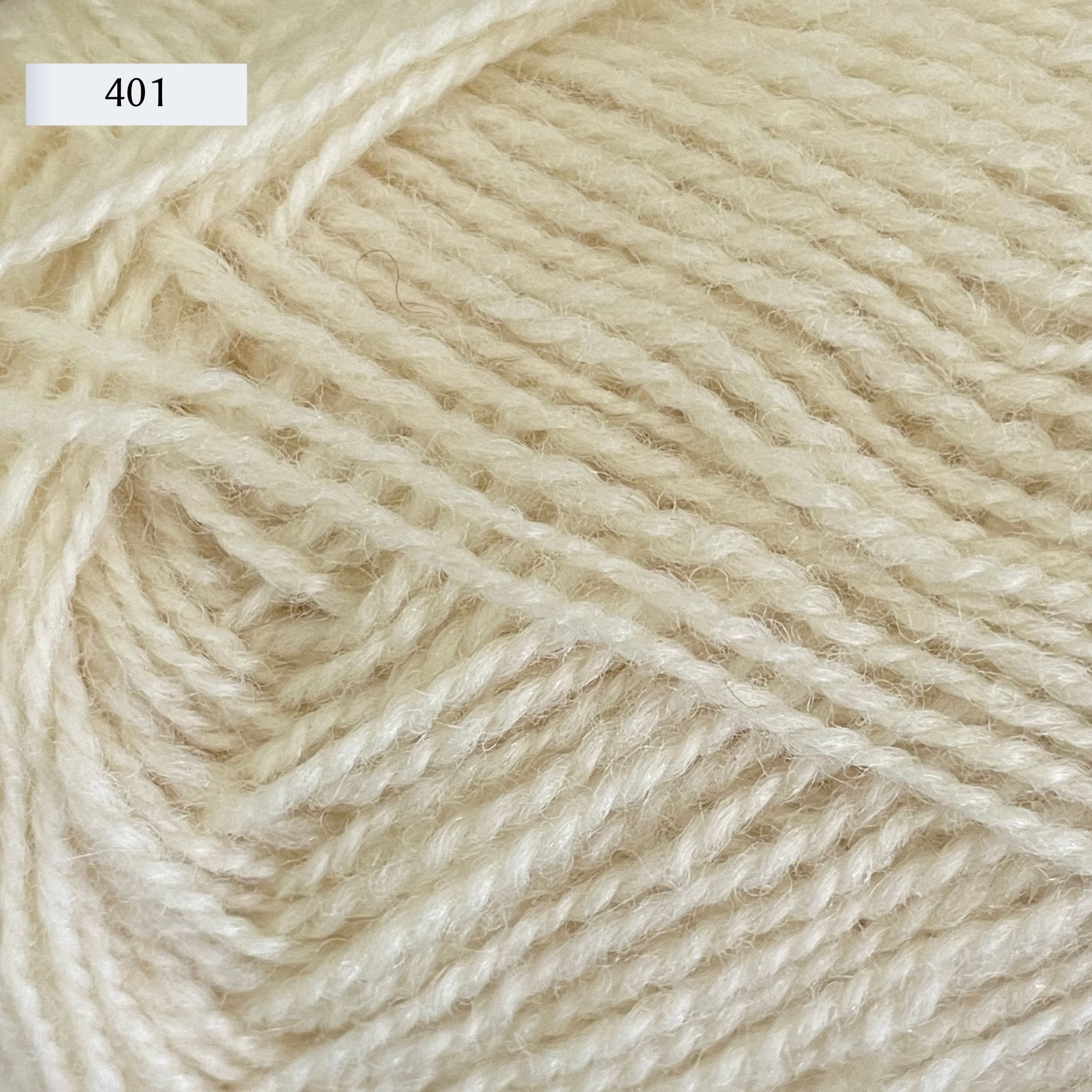 Rauma Gammelserie 2ply wool yarn, fingering weight, in color 401, natural white