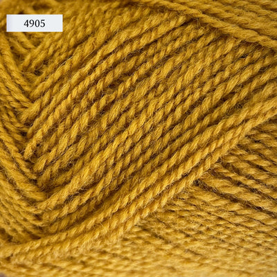 Rauma Gammelserie 2ply wool yarn, fingering weight, in color 4905, mustard yellow