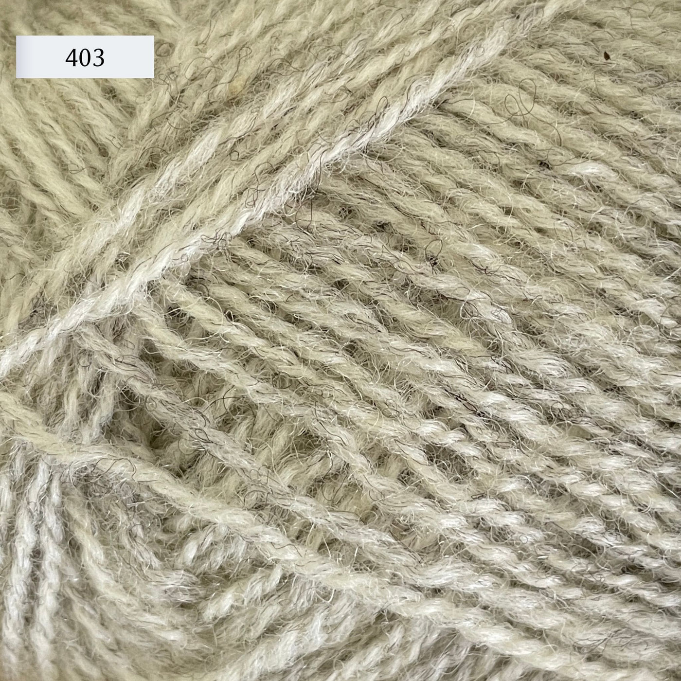 Rauma Gammelserie 2ply wool yarn, fingering weight, in color 403, a heathered very light grey