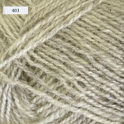 Rauma Gammelserie 2ply wool yarn, fingering weight, in color 403, a heathered very light grey
