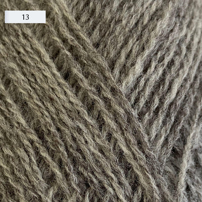 Rauma Lamullgarn, a fingering weight yarn, in color 13, a heathered grey