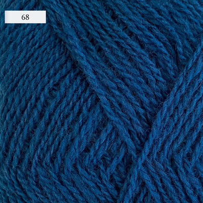 Rauma Lamullgarn, a fingering weight yarn, in color 68, a bright primary blue