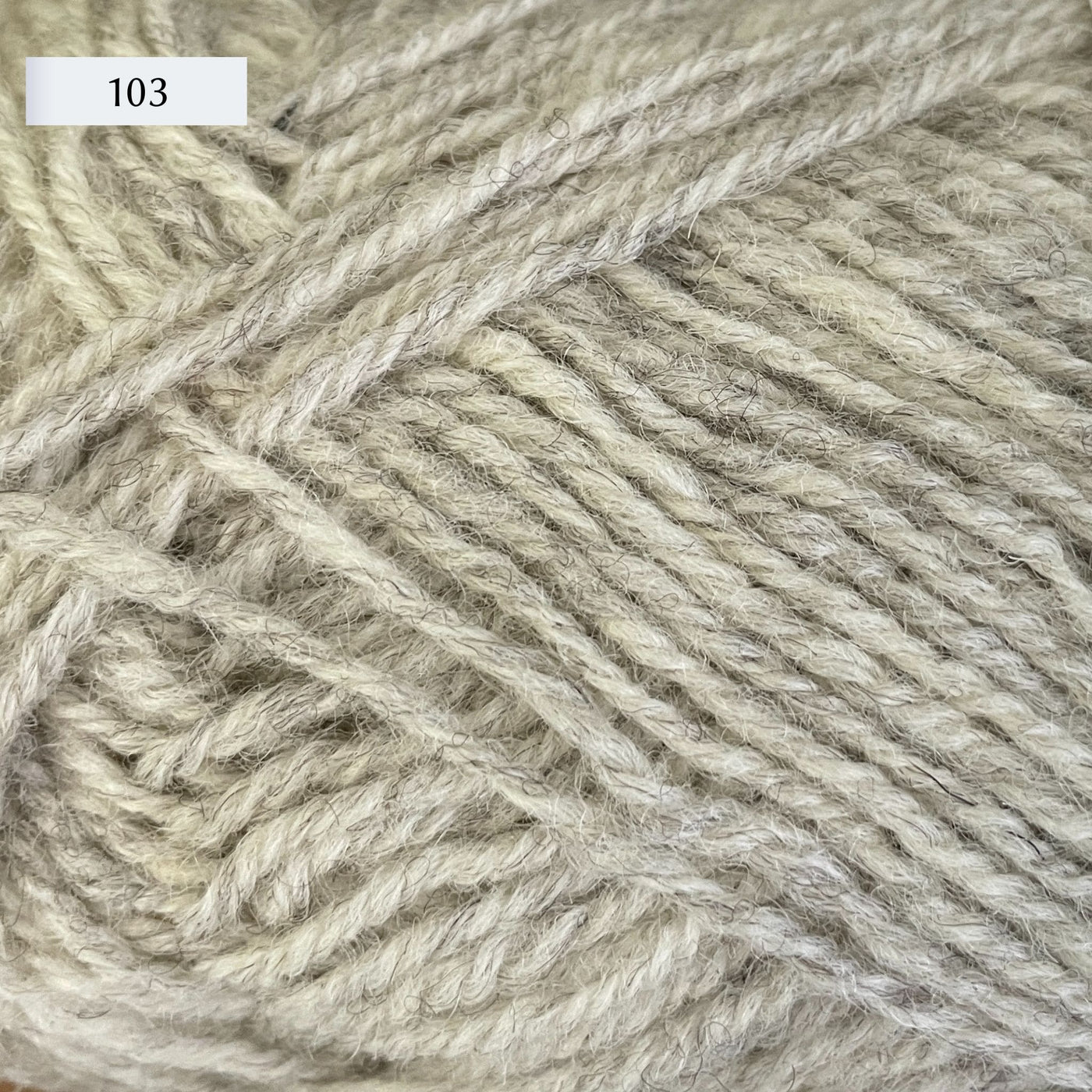 Rauma Strikkegarn, DK weight yarn, in color 103, a very light heathered grey