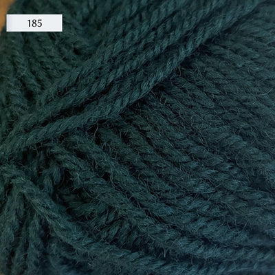 Rauma Strikkegarn, DK weight yarn, in color 185, a deep blue-toned forest green