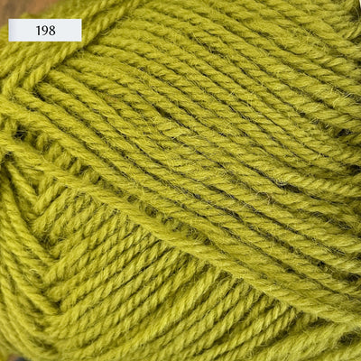 Rauma Strikkegarn, DK weight yarn, in color 198, chartreuse 