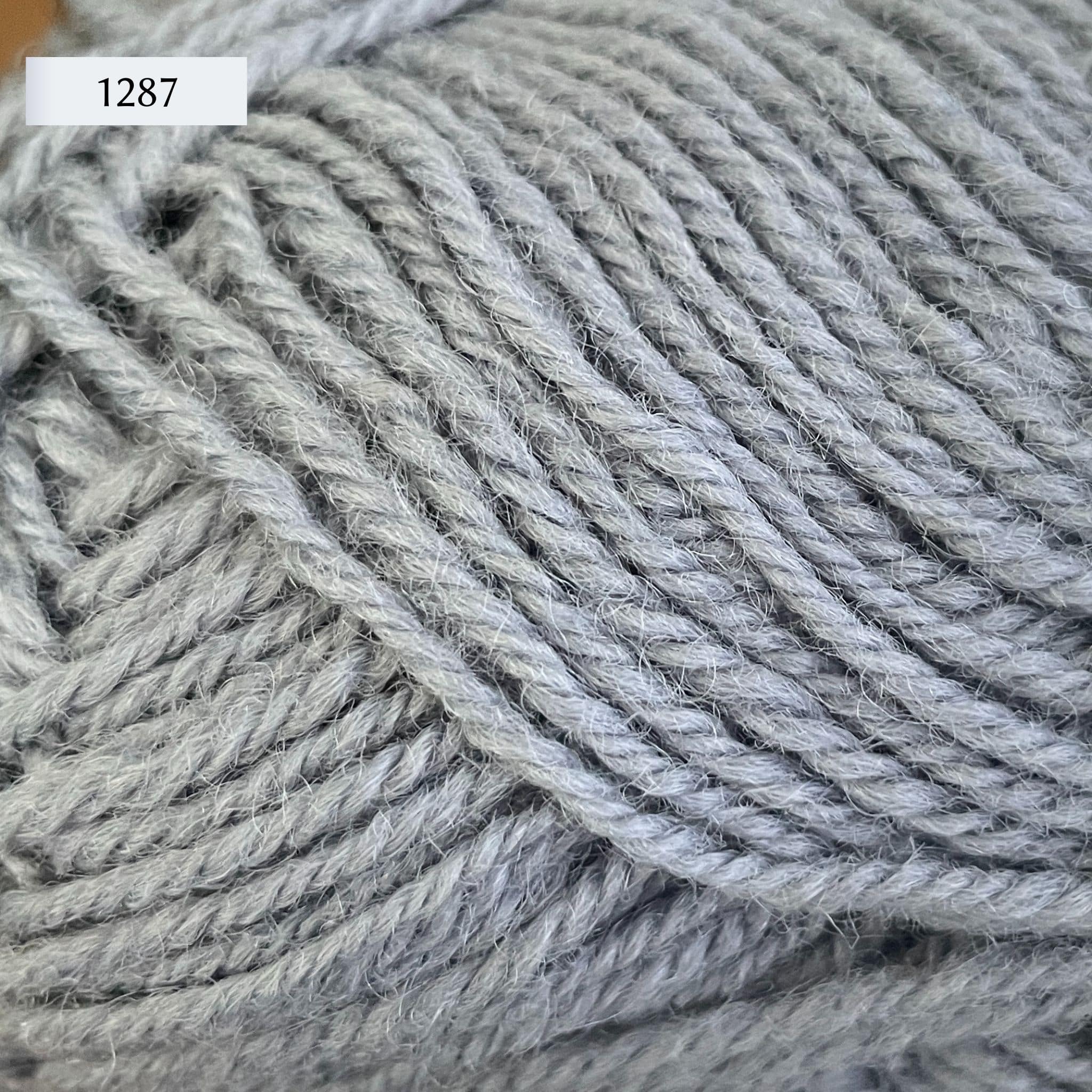 Rauma Strikkegarn, DK weight yarn, in color 1287, solid silver grey