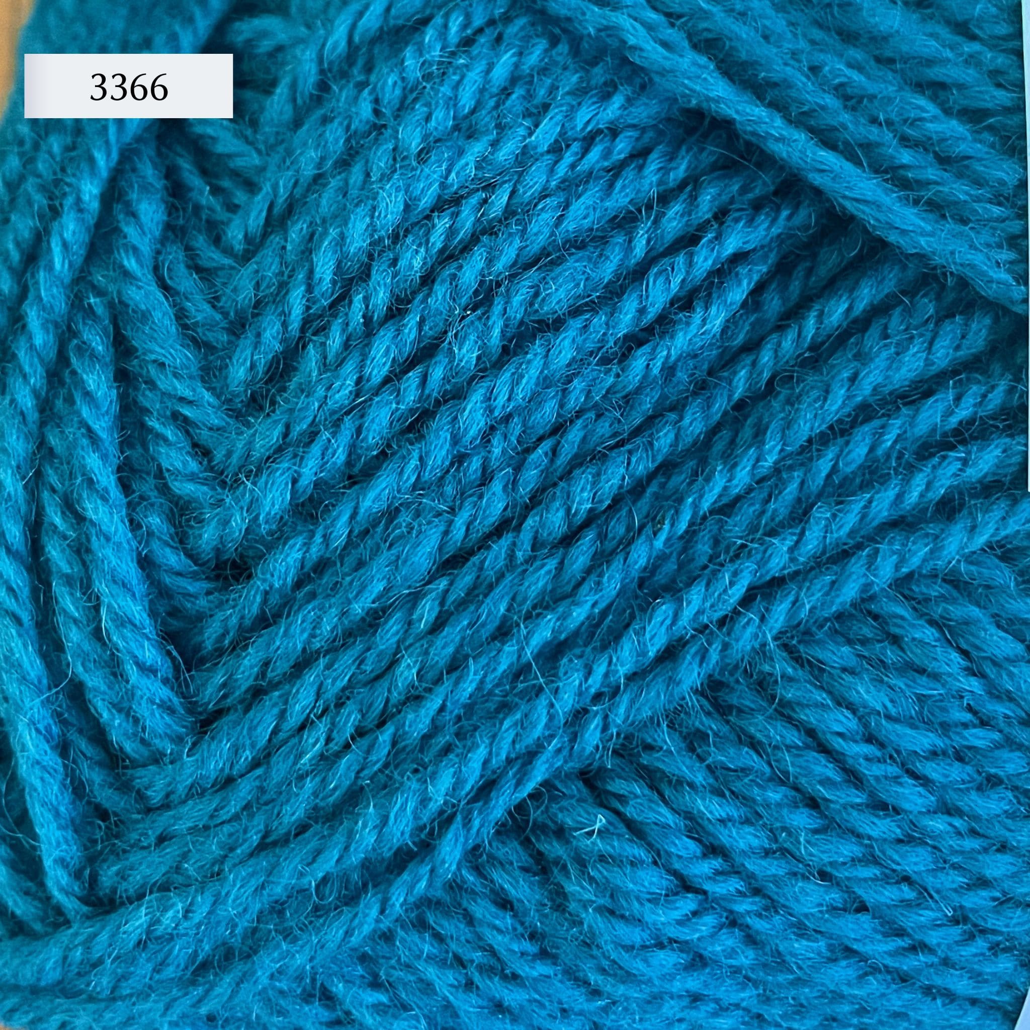 Rauma Strikkegarn, DK weight yarn, in color 3366, a petrol blue teal