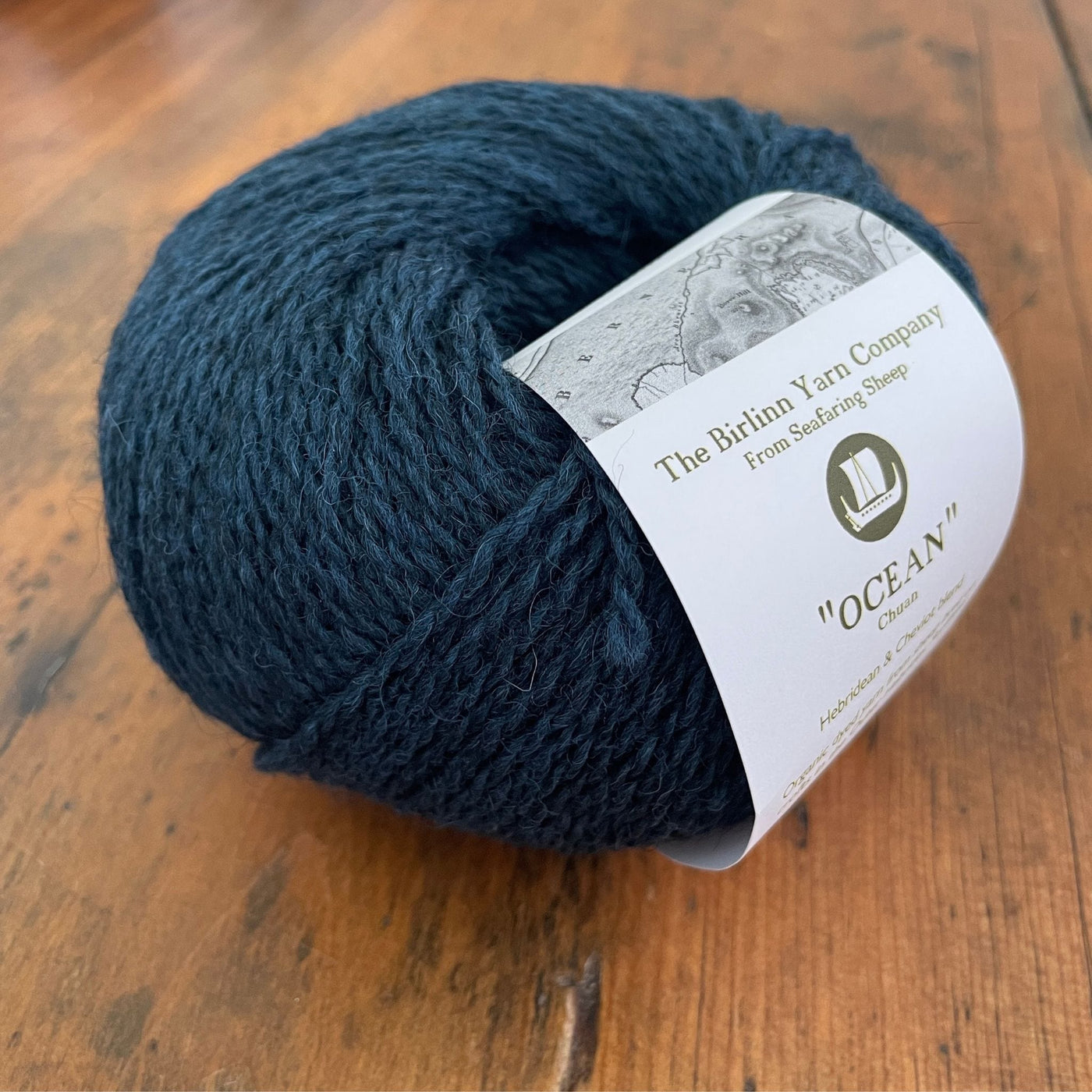 Birlinn Yarn Company Hebridean 4ply yarn shown in Ocean (Deep Blue)