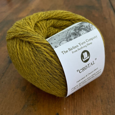 Birlinn Yarn Company Hebridean 4ply yarn shown in Crotal (Gold/yellow color)