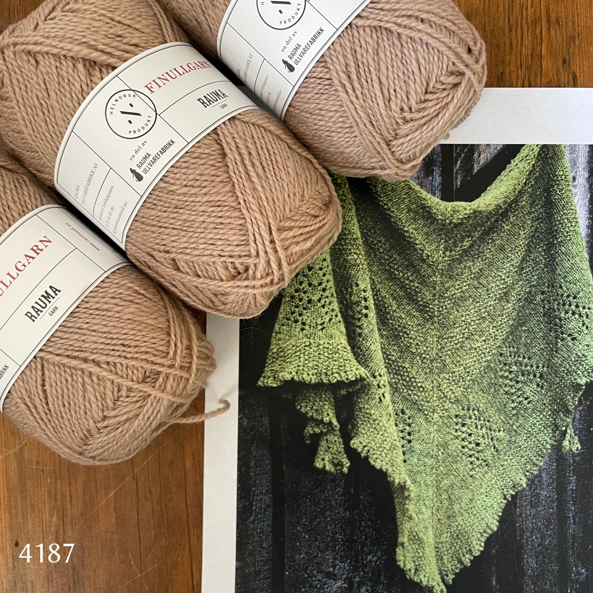 Forest Path Hap Yarn Set in Rauma Finullgarn by Patricia Anne