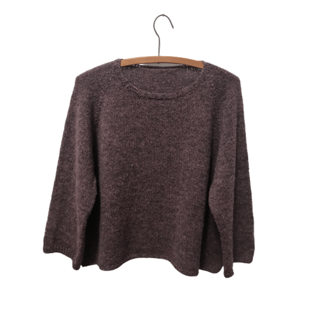 Front view of Vanilla Sweater on a hanger in a shade of brown.