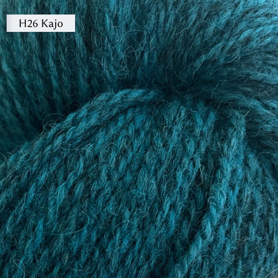 Tukuwool DK Yarn, 100% Finnish Wool shown in colorway H26 which is a heathered teal color. 