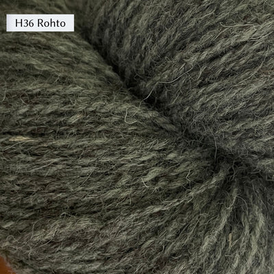 Tukuwool DK Yarn, 100% Finnish Wool shown in colorway H36 Rohto which is a muted green grey color. 