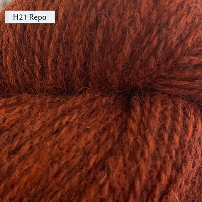 Tukuwool DK Yarn, 100% Finnish Wool shown in colorway H21 Repo is a heathered burnt orange color. 