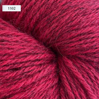 Ullcentrum 3ply, a worsted weight wool yarn, in color 1102, a heathered cherry red