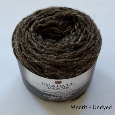 cake of Uradale DK yarn in color Moorit - Undyed brown