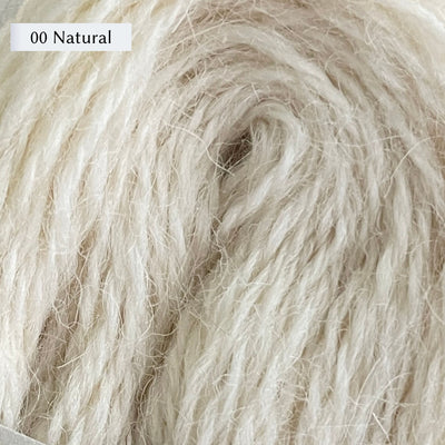 Wensleydale Longwool Sheep Shop Tweed 4 ply, a fingering weight yarn, in color 00 Natural, a natural white shade