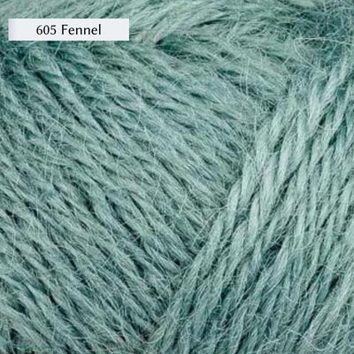 Wensleydale Longwool Sheep Shop 4ply yarn, a fingering weight yarn, in color 605 Fennel, a light seafoam green