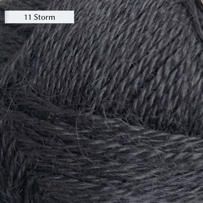 Wensleydale Longwool Sheep Shop 4ply yarn, a fingering weight yarn, in color 11 Storm, a cool grey-black