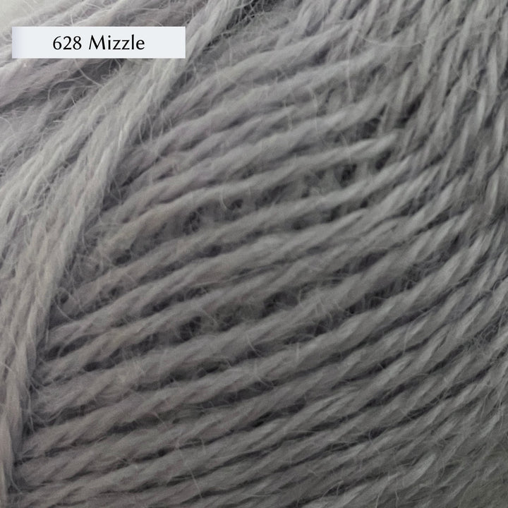 Wensleydale Longwool Sheep Shop 4ply yarn, a fingering weight yarn, in color 628 Mizzle, a light cool solid cloud grey