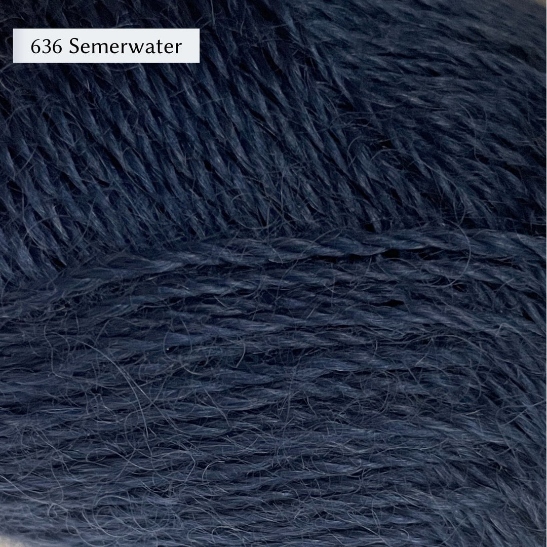 Wensleydale Longwool Sheep Shop 4ply yarn, a fingering weight yarn, in color 636 Semerwater, a saturated navy