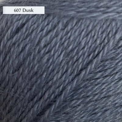 Wensleydale Longwool Sheep Shop 4ply yarn, a fingering weight yarn, in color 607 Dusk, a dusty blue-grey