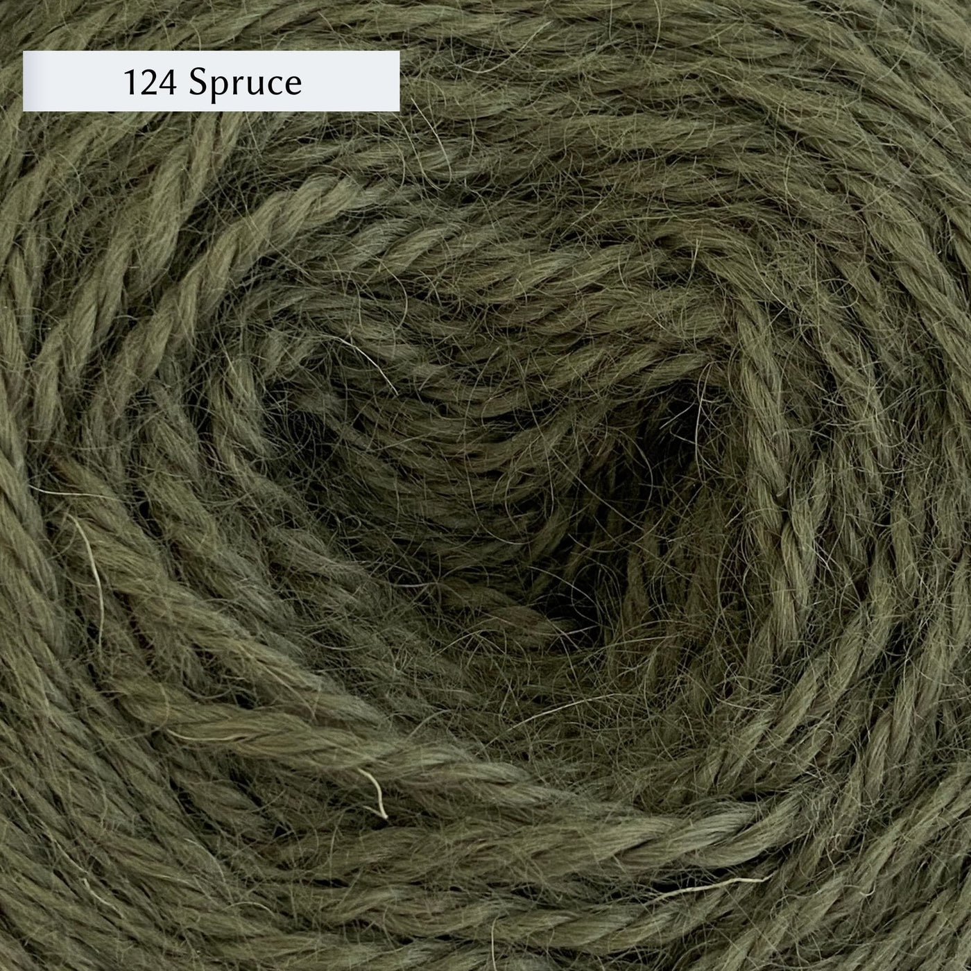 Wensleydale Longwool Aran, an aran weight yarn made from Wensleydale sheep, in color 124 Spruce, a light pine green