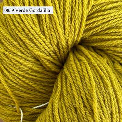 WoolDreamers Dehesa de Barrera, a fingering weight yarn, in 0839 Verde Gordalilla, a lime yellow