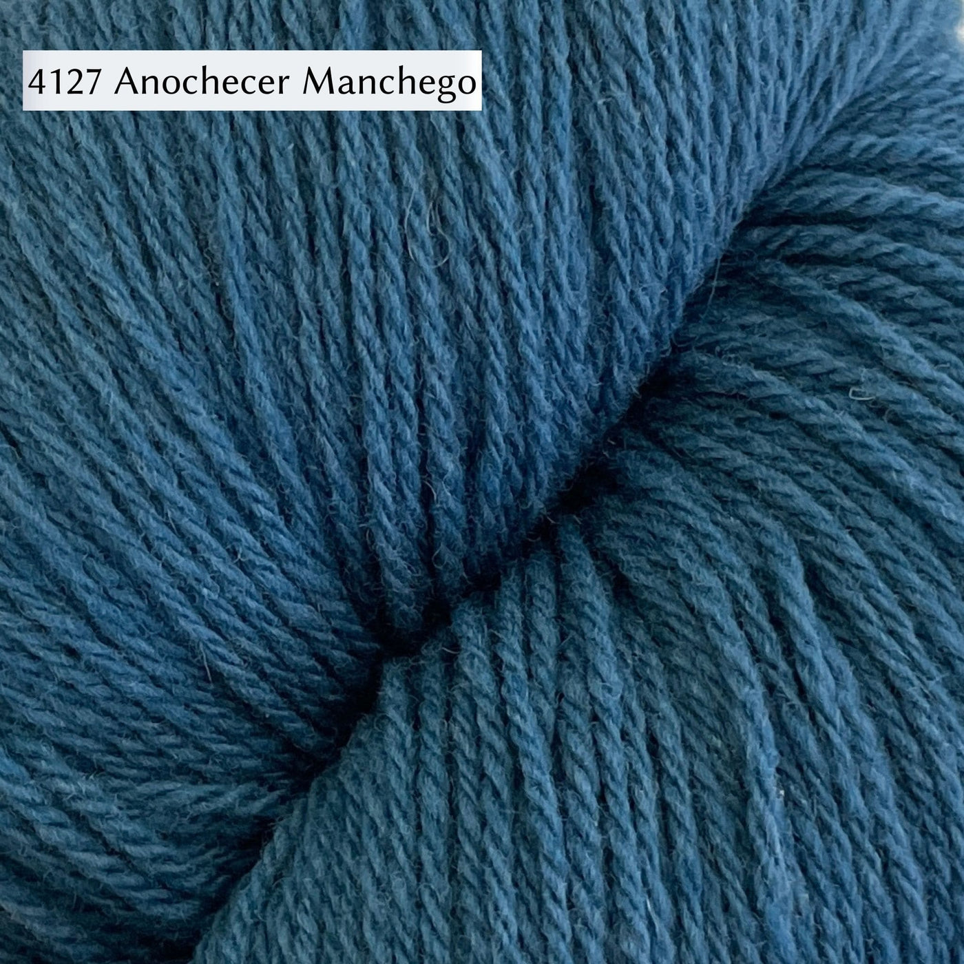 WoolDreamers Dehesa de Barrera, a fingering weight yarn, in color 4127 Anochecer Manchego, a denim blue