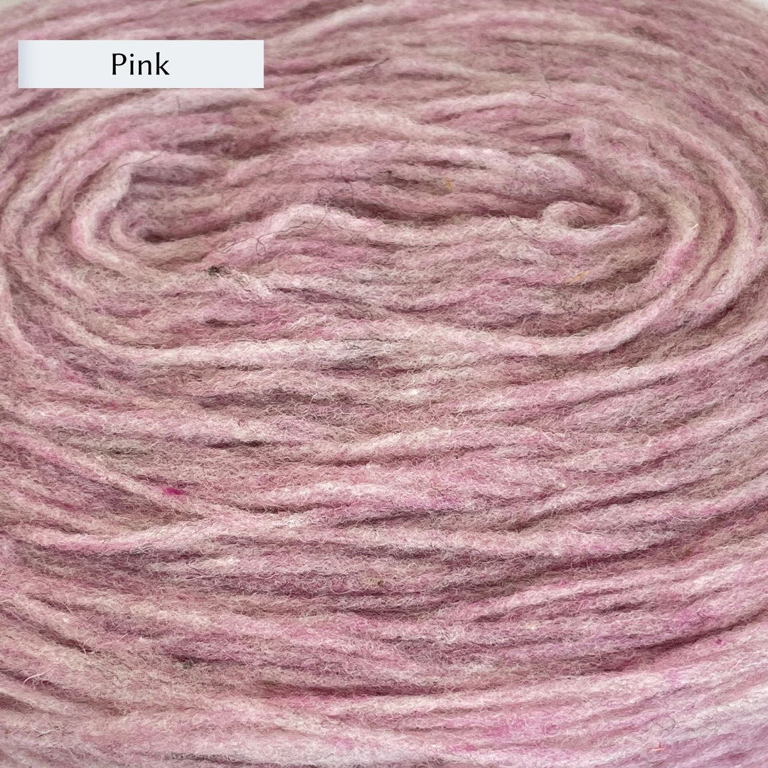 Manchelopis, a unspun yarn, in color Pink, a very light dusty pink