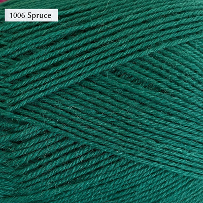 West Yorkshire Spinners Signature 4ply yarn, 100-gram ball, fingering weight, in color 1006 Spruce, a cool mid-tone green 