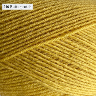 West Yorkshire Spinners Signature 4ply yarn, 100-gram ball, fingering weight, in color 240 Butterscotch, a bright sunny yellow