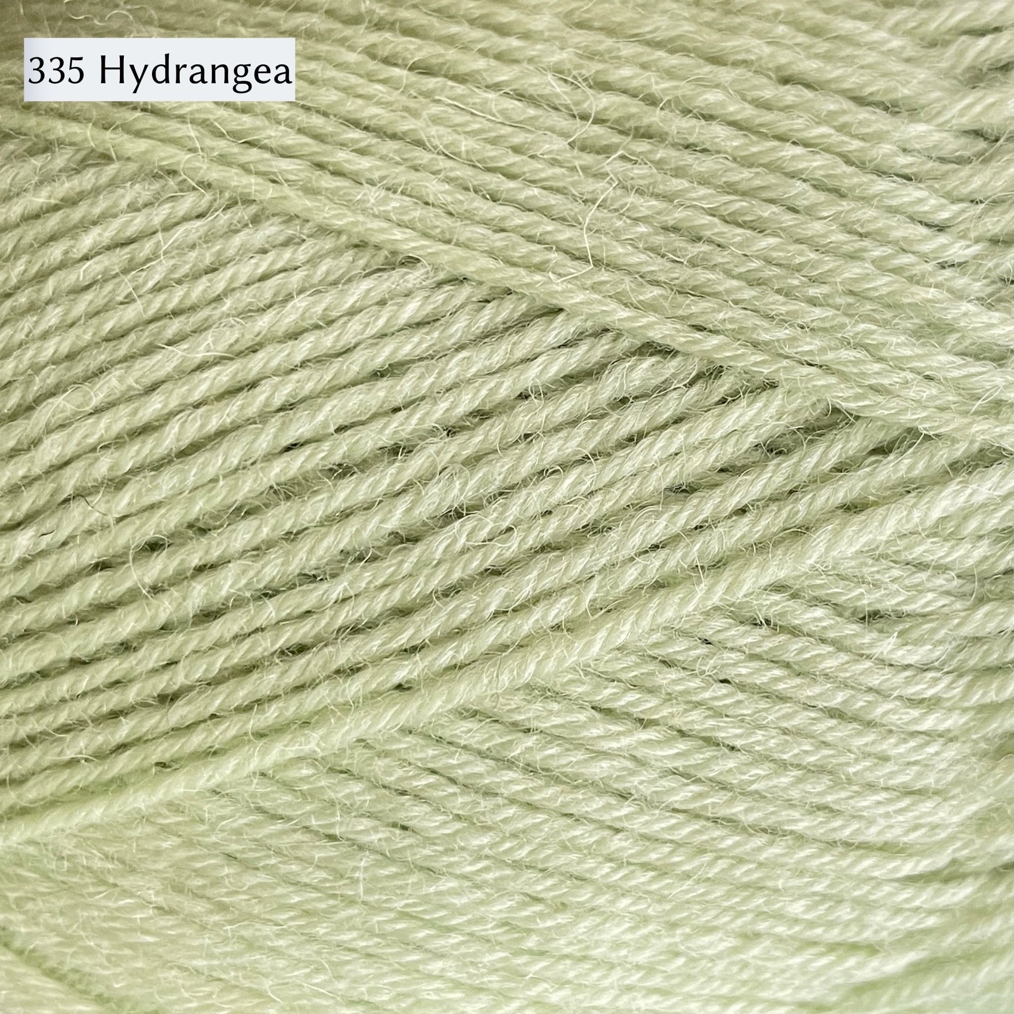 West Yorkshire Spinners Signature 4ply yarn, 100-gram ball, fingering weight, in color 335 Hydrangea, a very light warm green