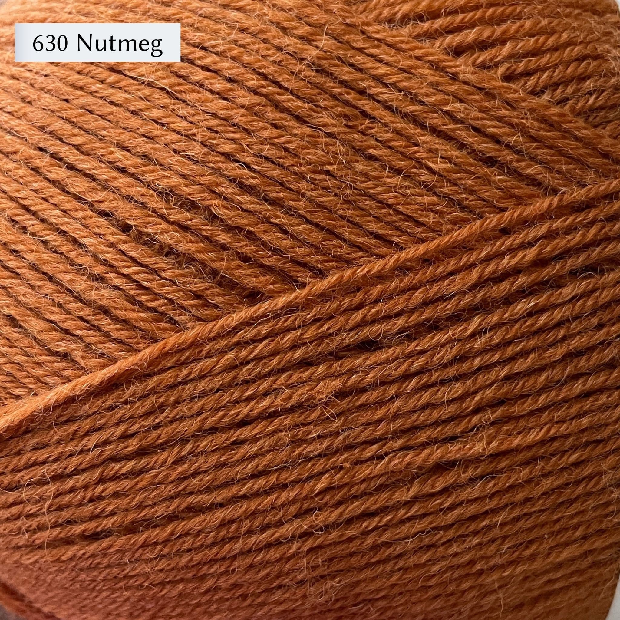 West Yorkshire Spinners Signature 4ply yarn, 100-gram ball, fingering weight, in 630 Nutmeg, a warm, light tobacco brown