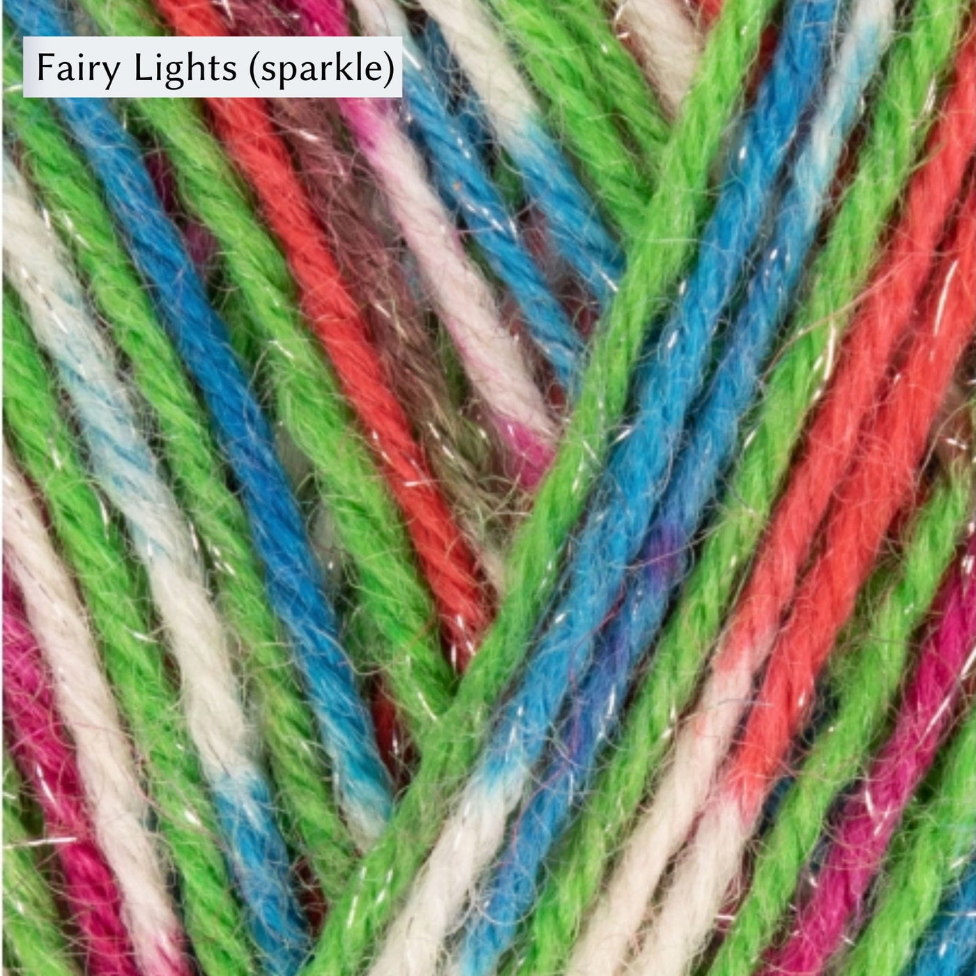 A close-up picture of West Yorkshire Spinners Signature 4ply yarn, fingering weight, in color Fairy Lights (sparkle)